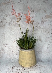 Artificial flowering succulent in pot