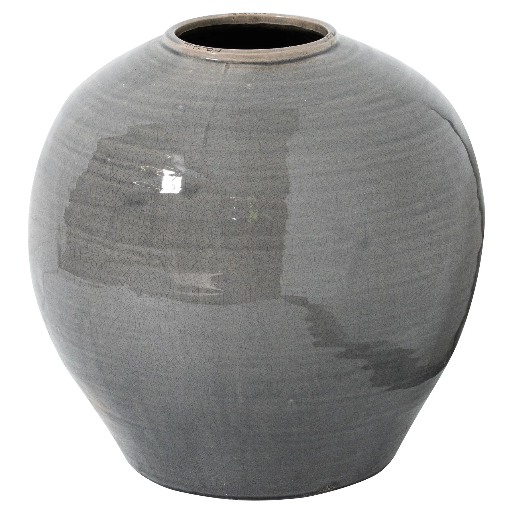 Large Grey Glazed Round Vase 38cm