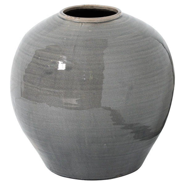 Large Grey Glazed Round Vase 38cm