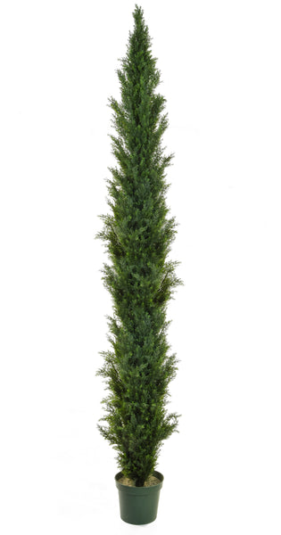 Tall outdoor artificial cedar / cypress topiary tree