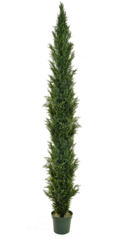 Tall outdoor artificial cedar / cypress topiary tree