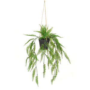 Hanging Potted Fern - Artificial Green