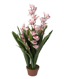 Artificial Pink Dwarf Cymbidium Orchid 