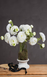 Faux White Ranunculus Flowers from Artificial Green