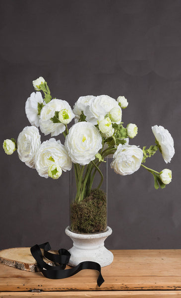 Faux White Ranunculus Flowers from Artificial Green