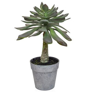 Faux Succulent In Grey Pot 37cm - Artificial Green