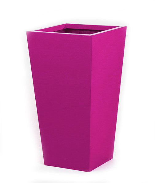 Tall Pink Planter. Tapered square planter in pink.