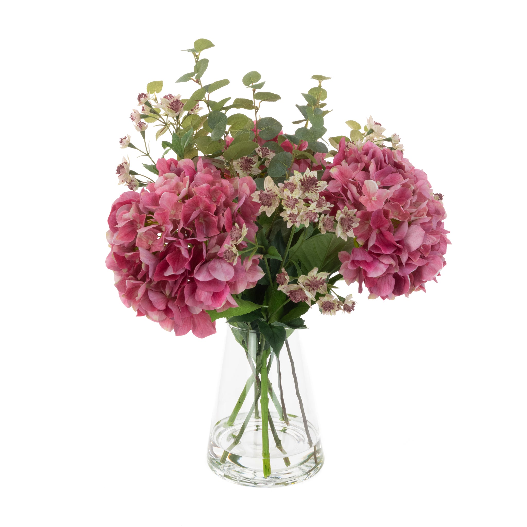 Hydrangea & Astrantia in vase 53cm - Artificial Green