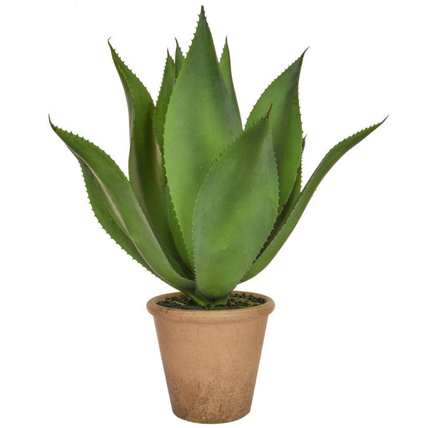 Faux Yucca Agave In Clay Pot 50cm - Artificial Green