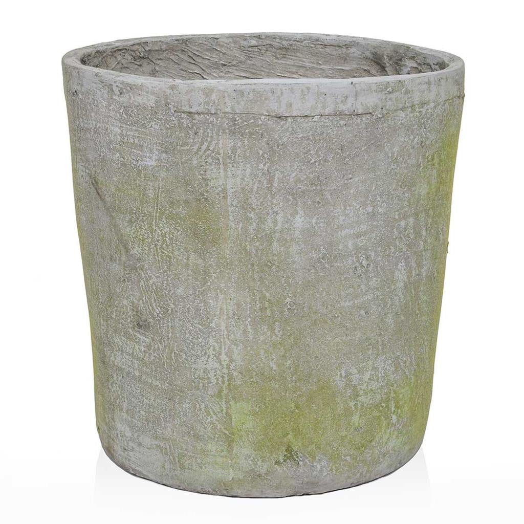 Weathered Grey Stone Pot 28cm - Artificial Green