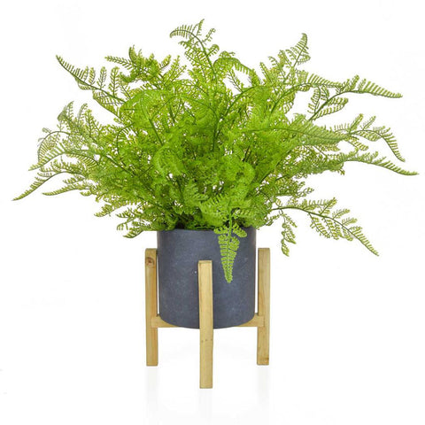 Faux Feather Fern On Plant Stand - Artificial Green