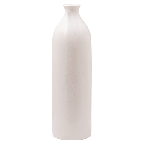 Glazed White Vase - Artificial Green